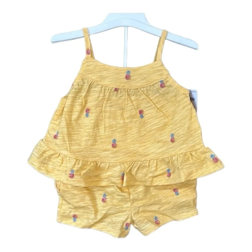 OshKosh B'Gosh Baby Girl's Yellow Pineapple Ruffle Top & Bottom Matching…